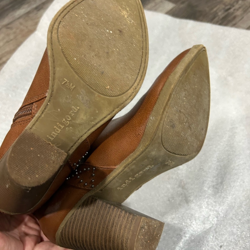 Indigo Brown Studded Ankle Booties - Picture 5 of 5